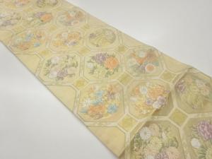 蜀江文に花々・紅葉模様織出し袋帯